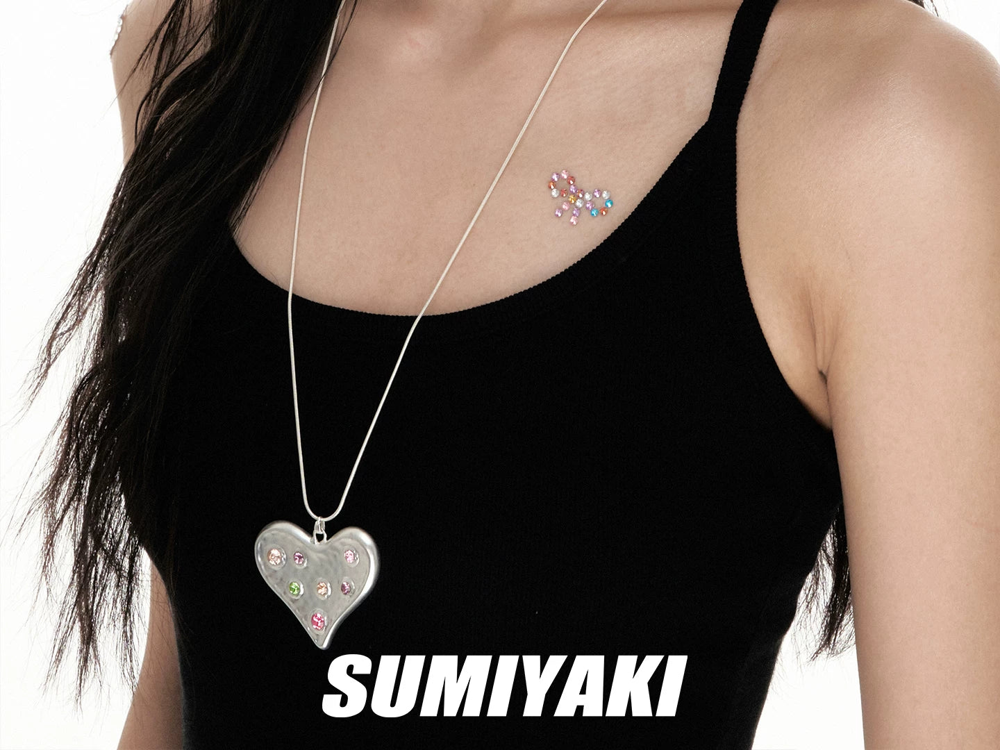 SUMIYAKI Niche Retro Handmade Hammer Pattern Love Necklace