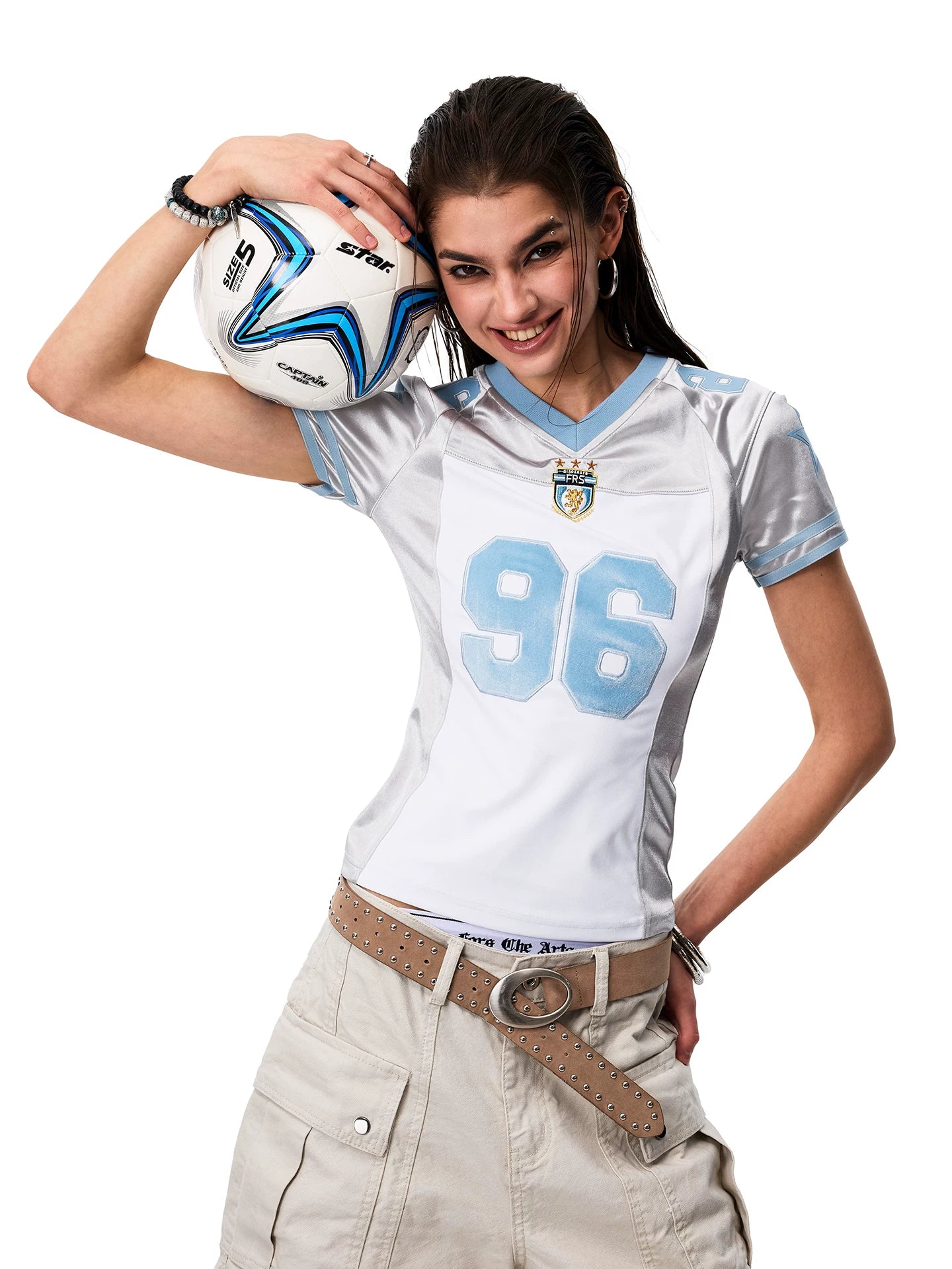0123Start V-neck Slim and Thin Shoulder Tee