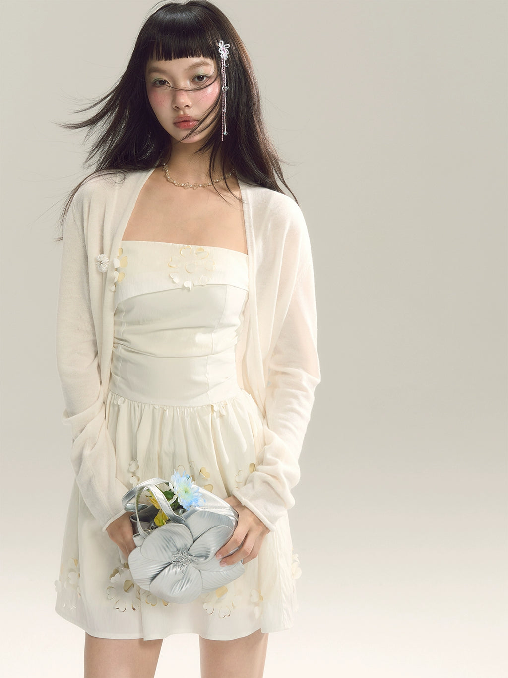 SASSY MOODY Hollow and Thin Waist Splicing Holiday Suspender Dress