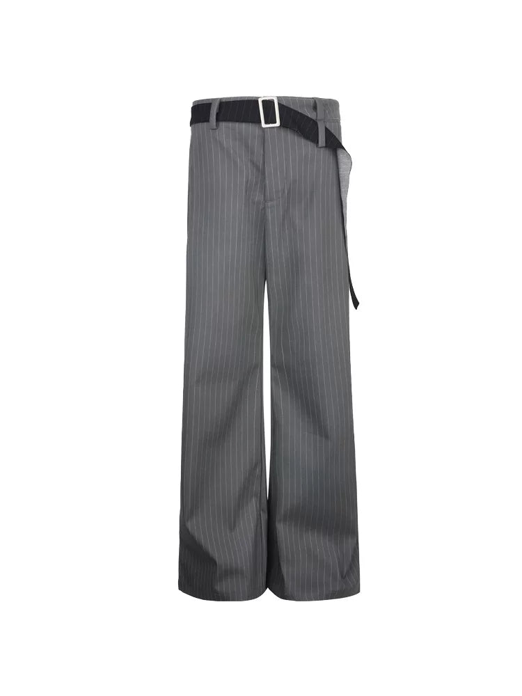 EME Striped Niche Loose Straight Thin Trousers