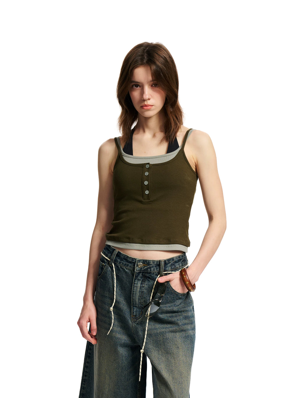 Loopsoon Fake Two-piece Versatile Contrasting Edge Suspenders