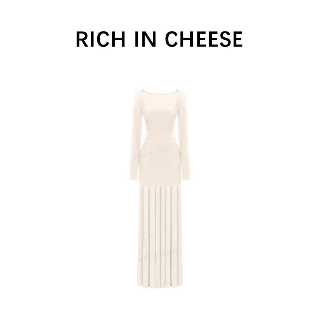 RICH IN CHEESE Stitched Fishtail Mesh Waist Dress