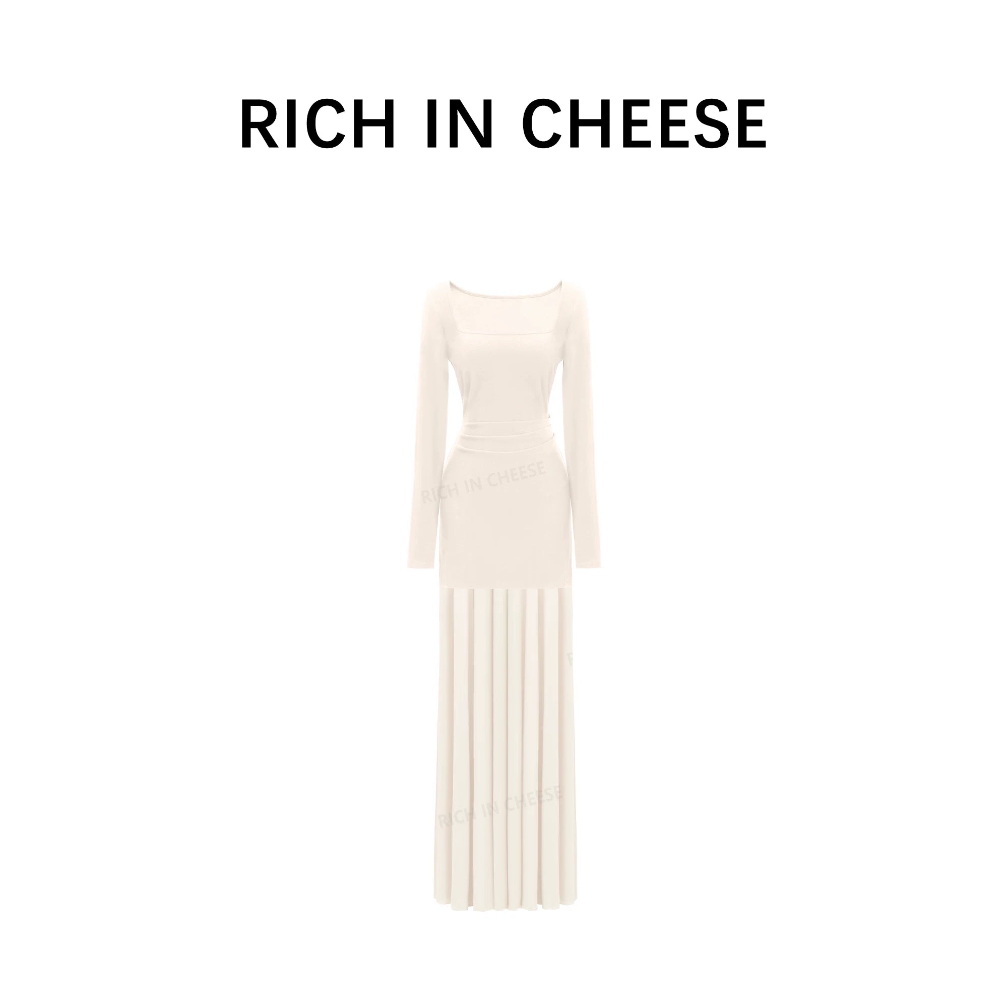 RICH IN CHEESE Stitched Fishtail Mesh Waist Dress