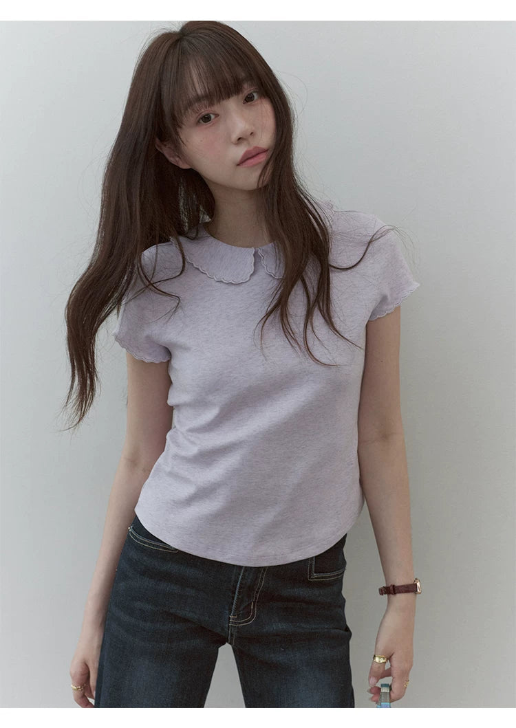VOOE Fungus Lace Simple Casual Tee