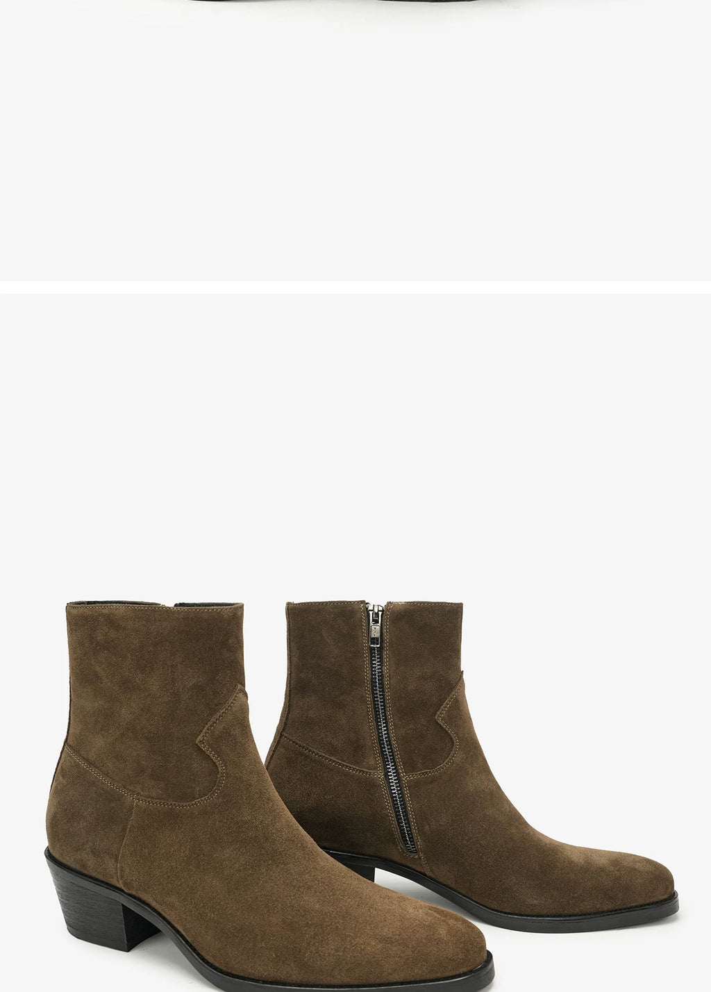 NO LOGO High Mercerized Cow Suede Wood Bottom Pointed Chelsea Boots