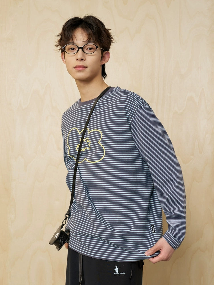 MoodLikeMe Irregular Striped Splicing Long Sleeve