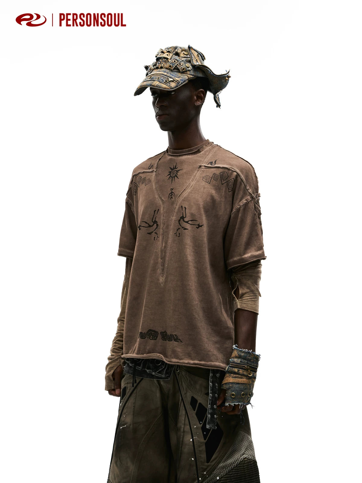 PERSONSOUL Pangu Pattern Casual Tee