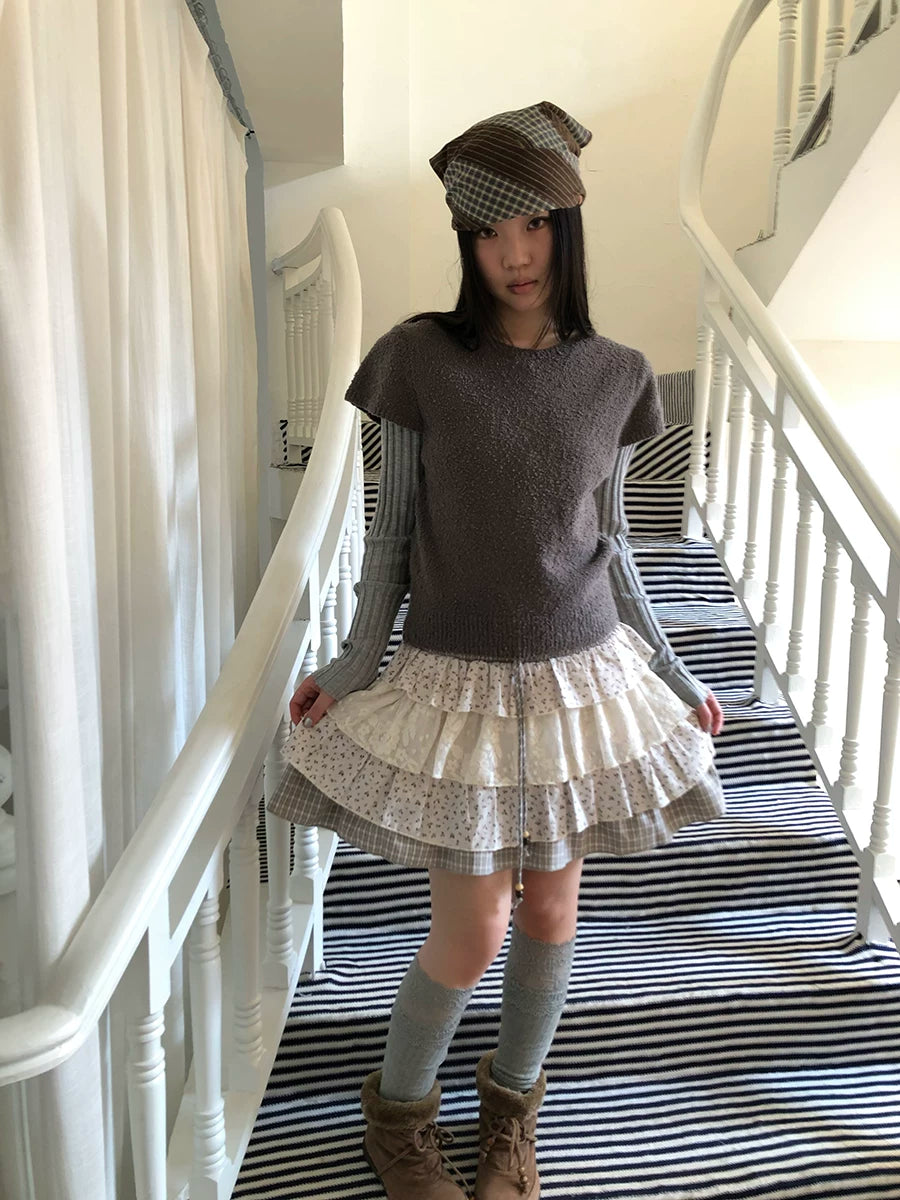 Ang: Project Vintage Crew Neck Front Shoulder Knitted Tee