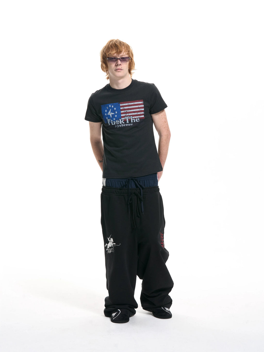 4AM Flag Print Front Shoulder Slim Tee