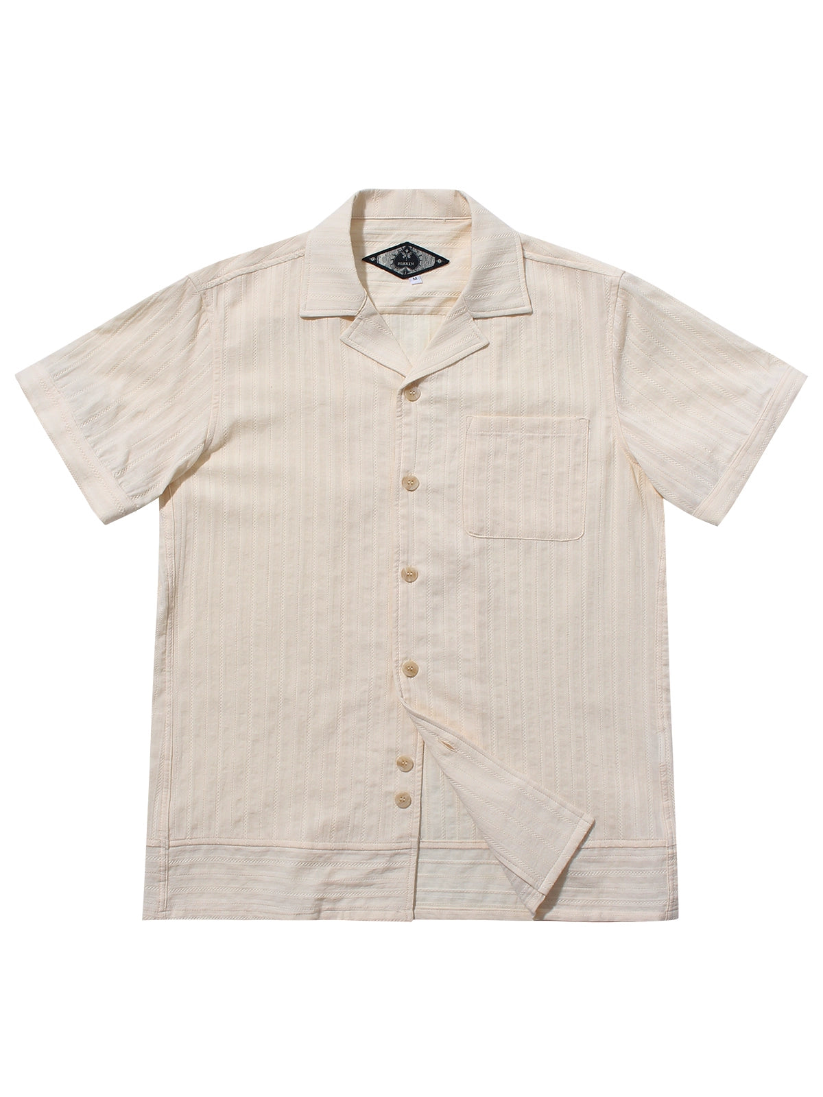 SOARIN Vintage Casual Slim-Fit Striped Five-Sleeve Shirt