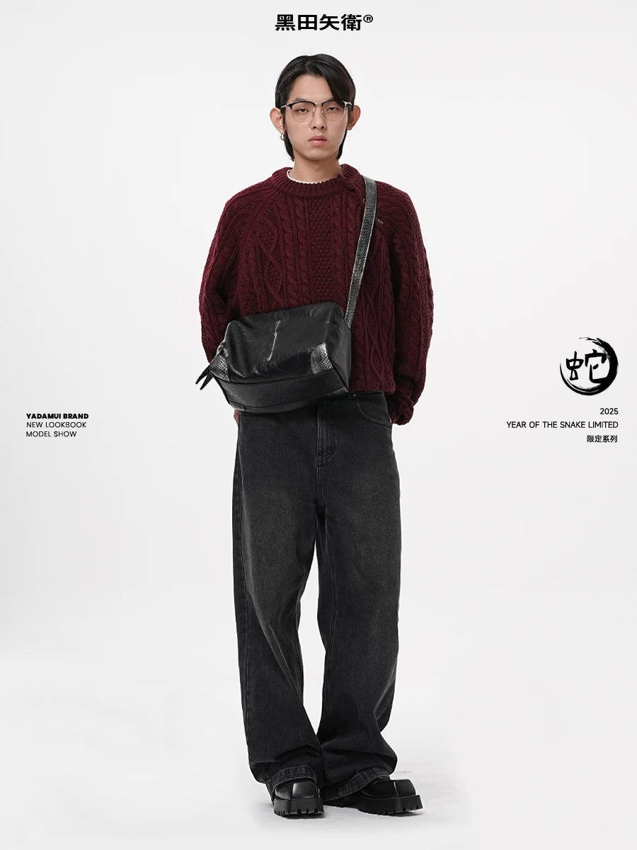 YADAMUI Snake Pleated Messenger Bag