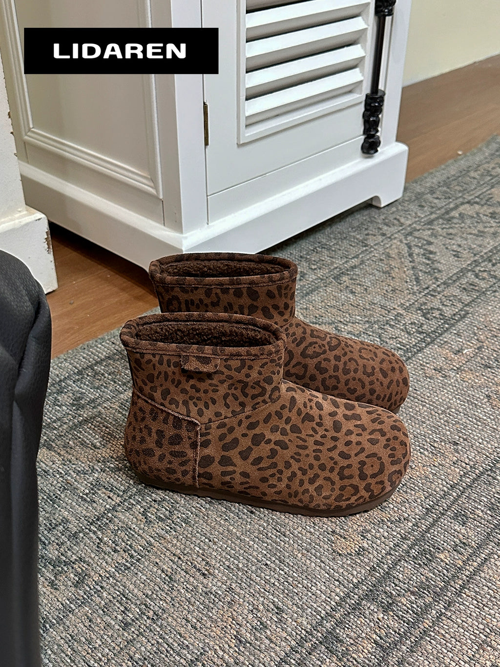 Lidaren Produced Leather Platform Thermal Fleece Bread Shoes