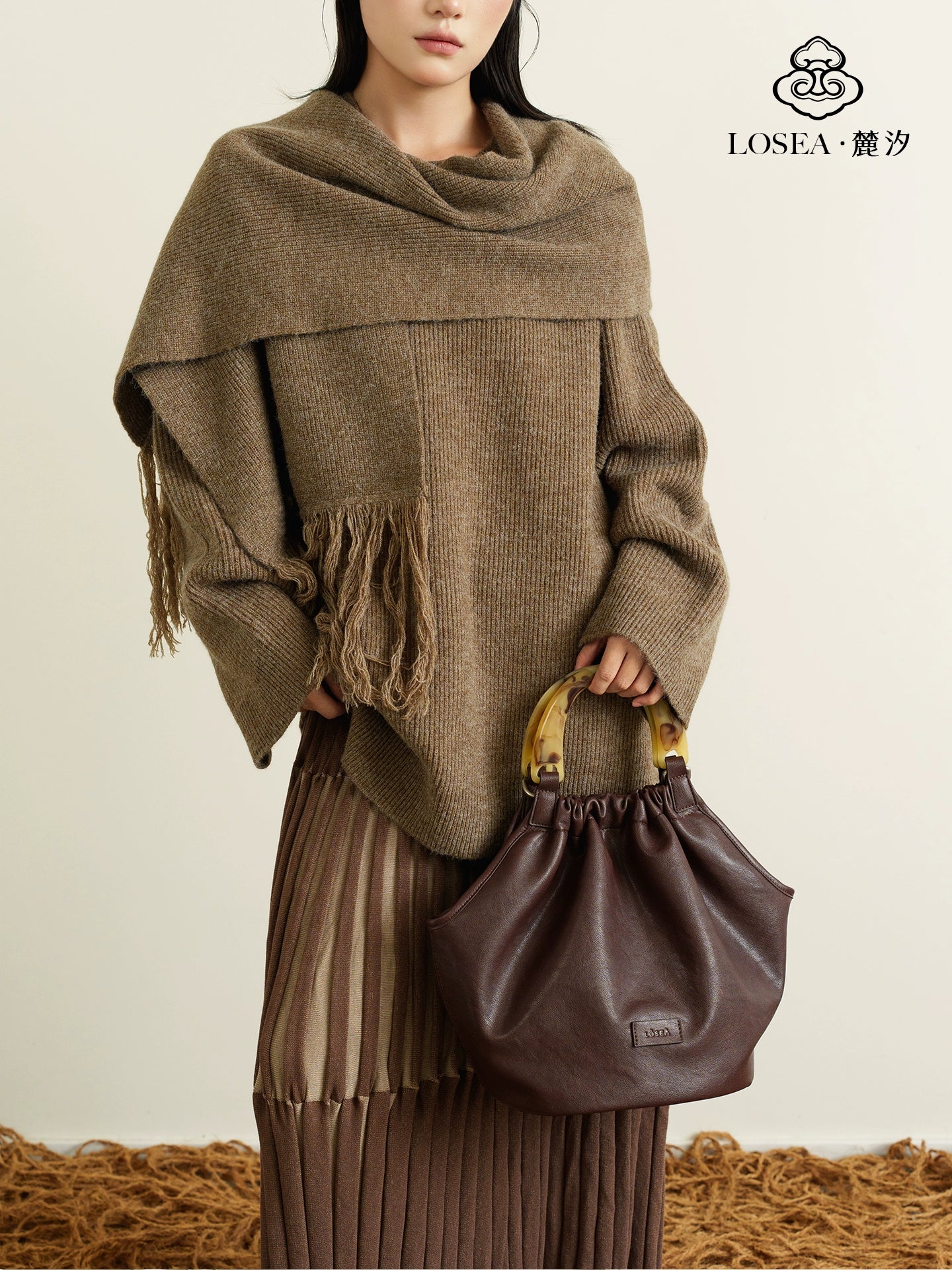 LOSEA Simple Oriental Aesthetic Vegetable Basket Tote Bag