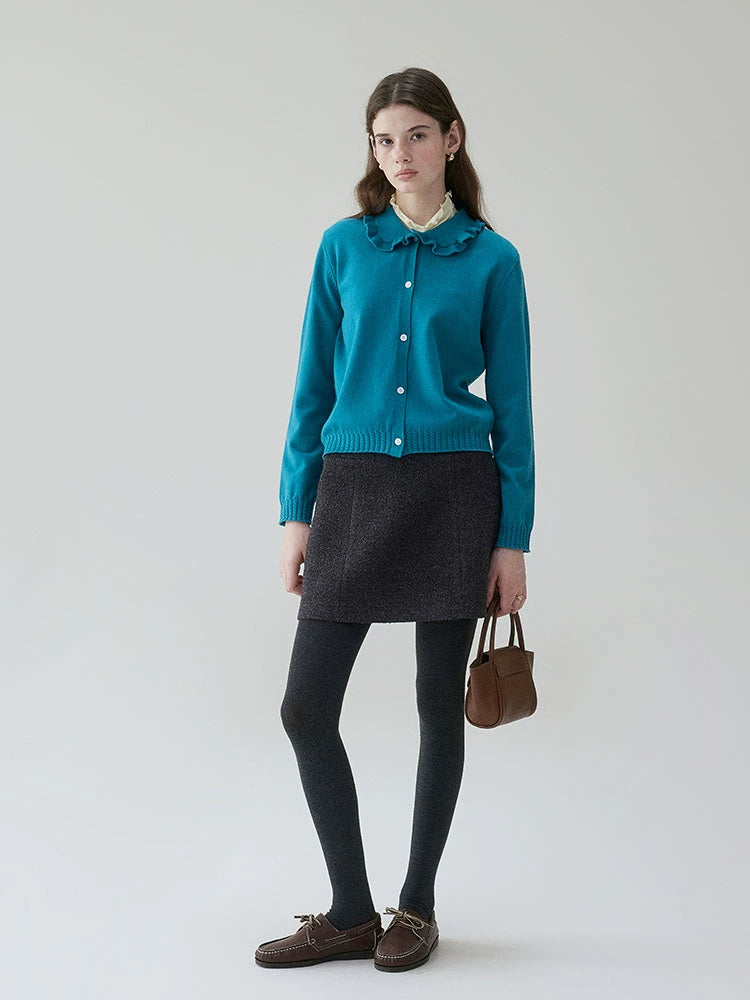 VOOE Doll Collar Lace Versatile Knitted Sweater