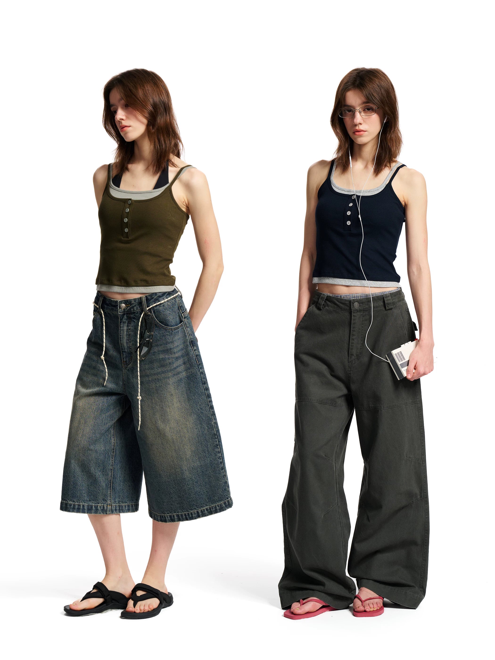 Loopsoon Fake Two-piece Versatile Contrasting Edge Suspenders