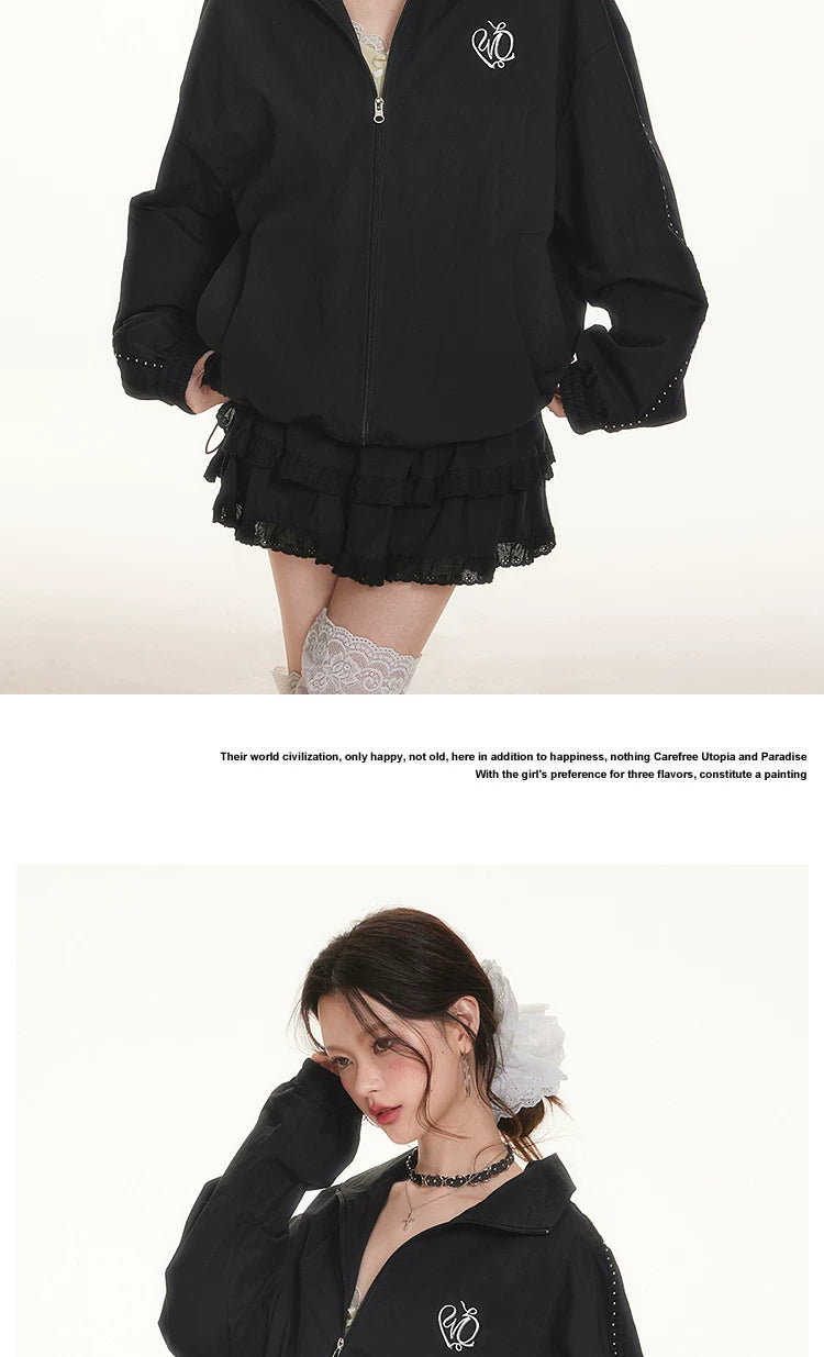 Imone Splicing Lace Light Loose Short Coat
