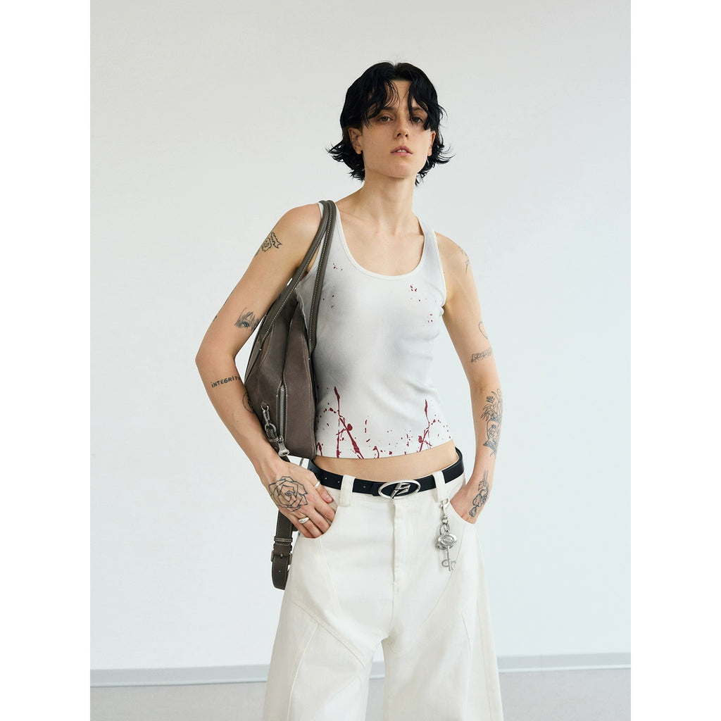 PEOPLESENSE Simple Dirty Ink-splashed Printed Vest