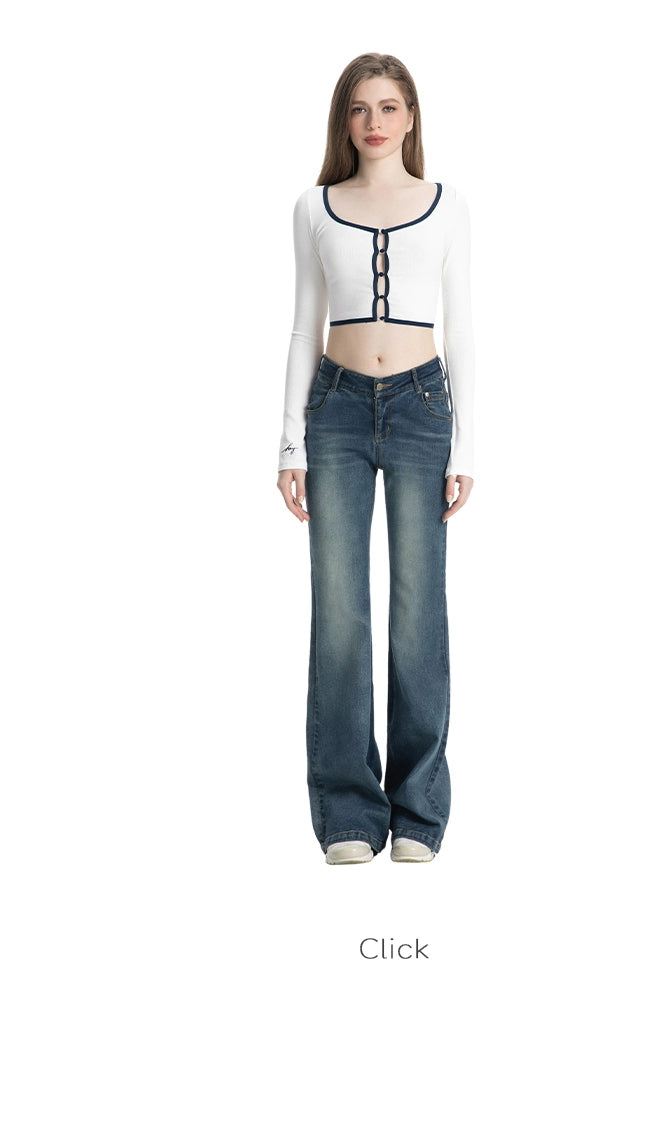 ABMY Retro V-waist Slim-fit Flared Pants
