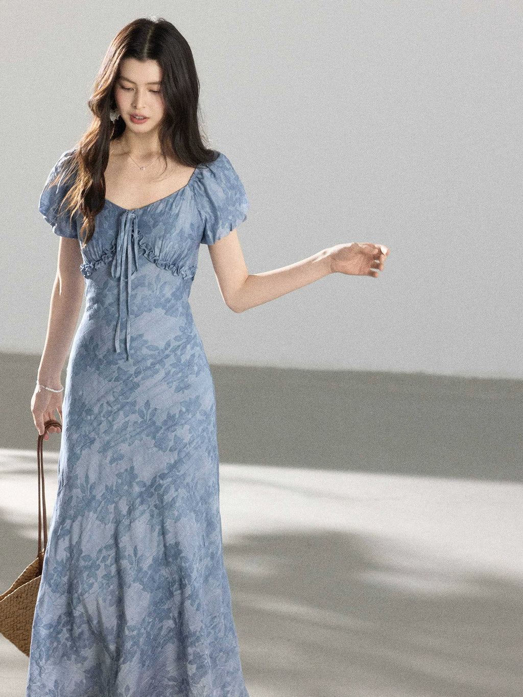 TYANG Retro Jacquard Waist Dress