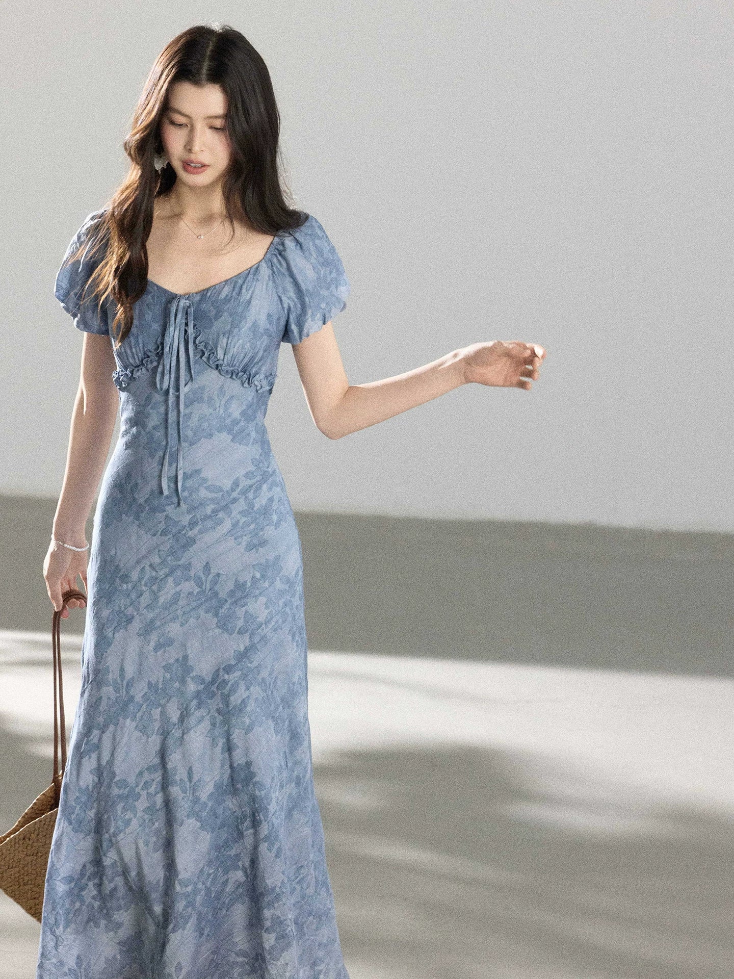 TYANG Retro Jacquard Waist Dress