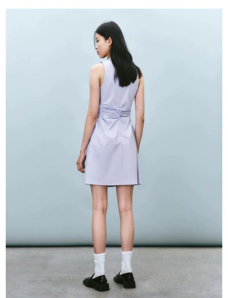 URBAN REVIVO Pleated Waist Slim Sleeveless Dress