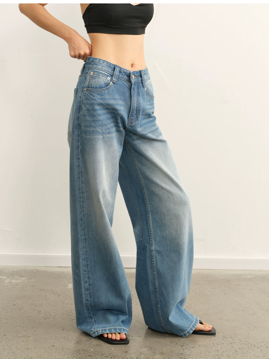 LINY LIBERTY Vintage Heavy Work Old Wide Leg Jeans