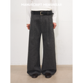 MANUSCRIPT Herringbone Straight Casual Woolen Trousers