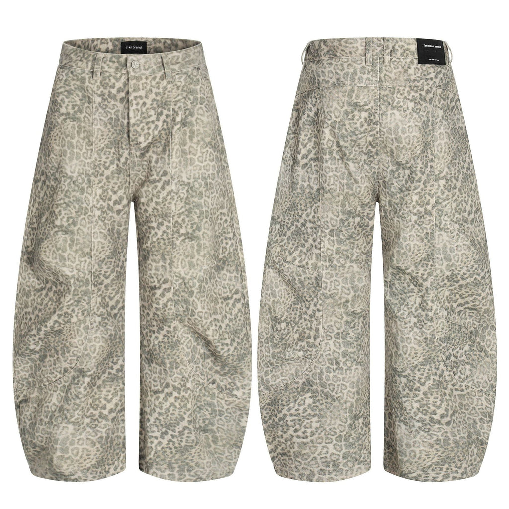 11KN Leopard Print Wide-leg Loose and Thin Tooling Casual Pants