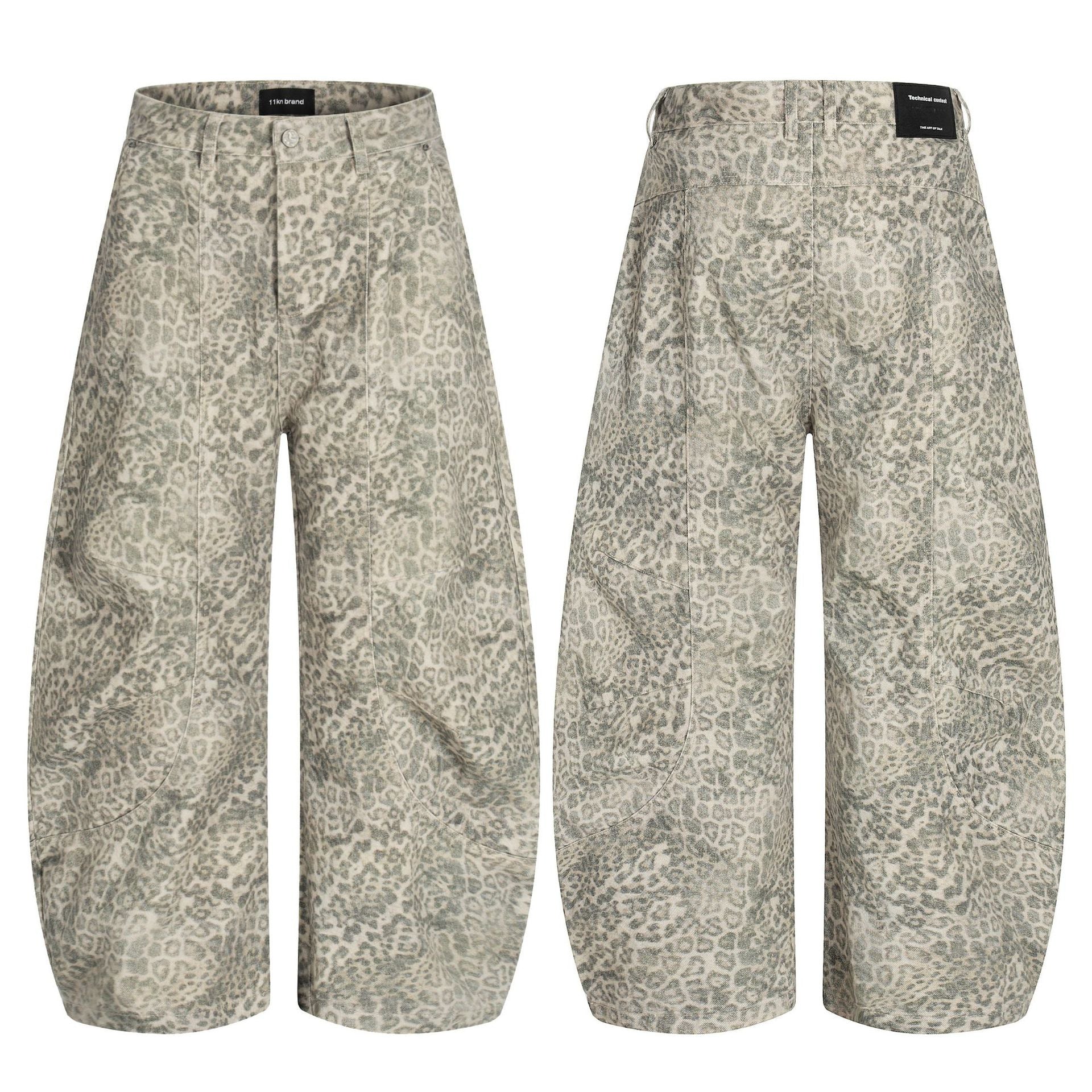 11KN Leopard Print Wide-leg Loose and Thin Tooling Casual Pants