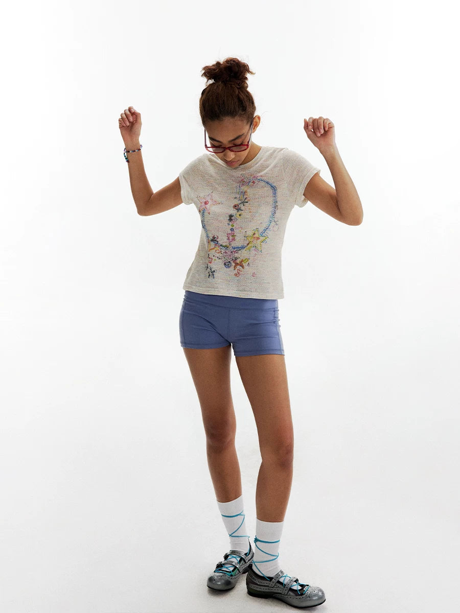 CONP Star Necklace Bow Music Note Colored Yarn Tee