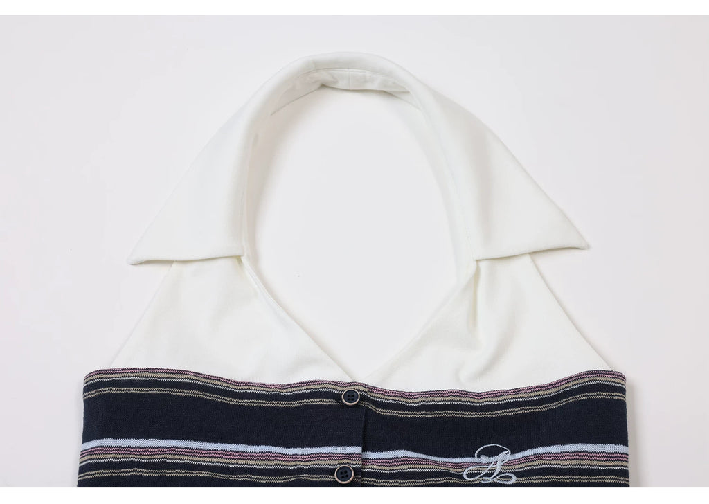 Ablueberry Striped Neck Vest