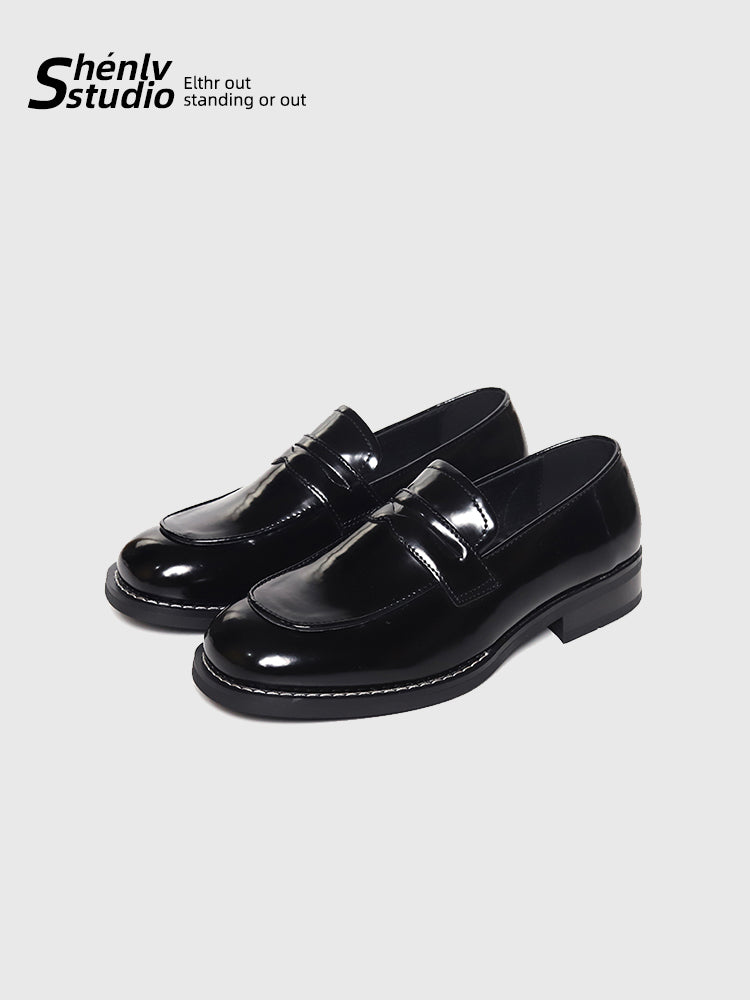 SHENLV STUDIO Minimalist Open Round Head Leather Shoes