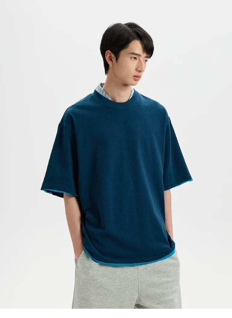 BUTTBILL Retro Contrast Casual Tee