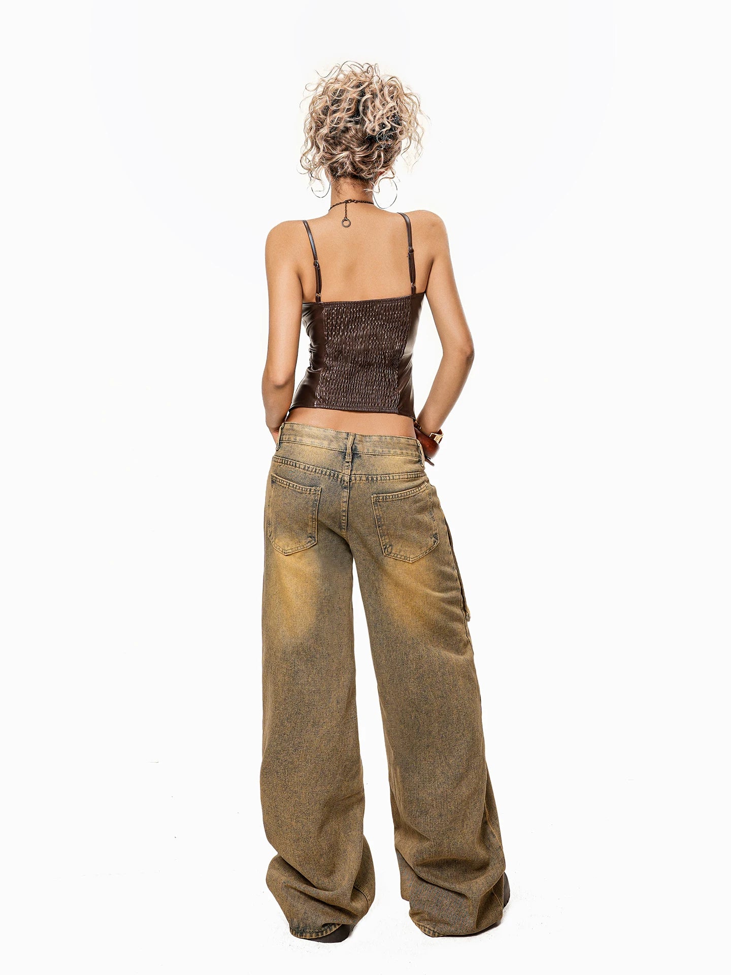 Arielink Vintage Tie-Dyed Dirty Straight Jeans