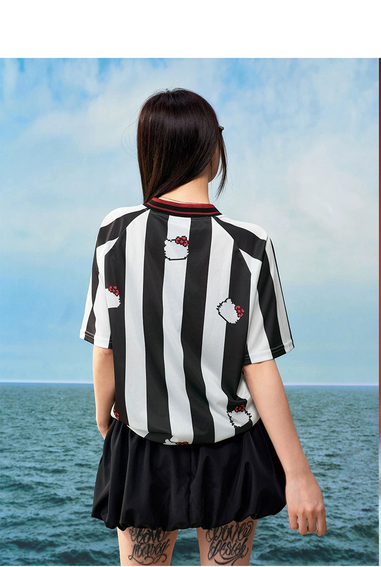 YADcrew Mosaic Print Cat Striped Tee