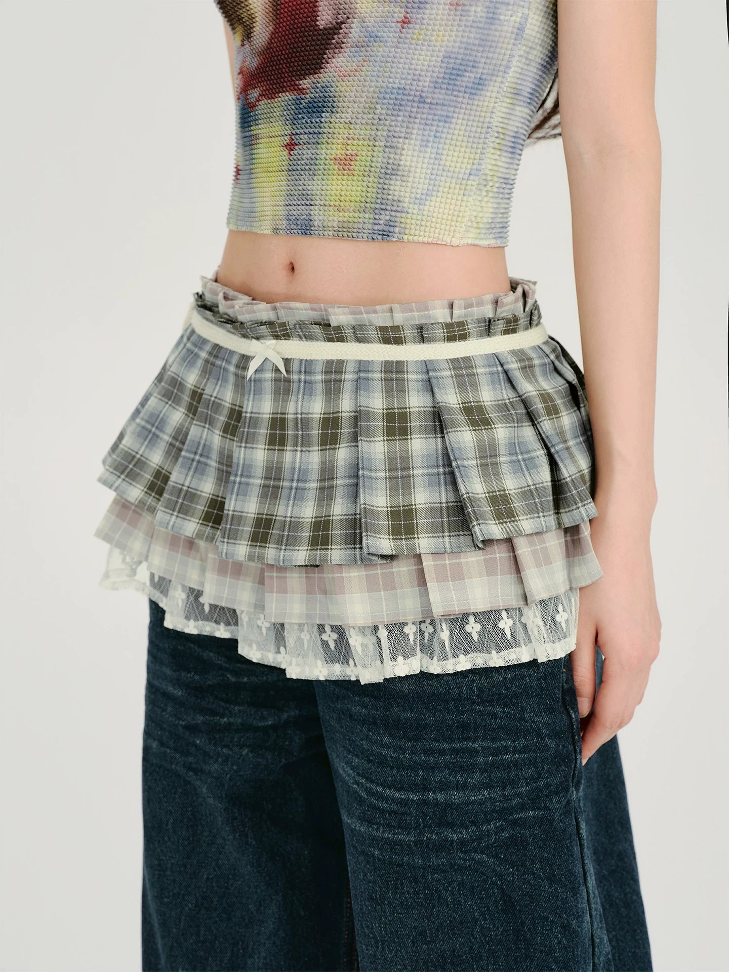 Girlyhalo Casual Plaid Fart Curtain