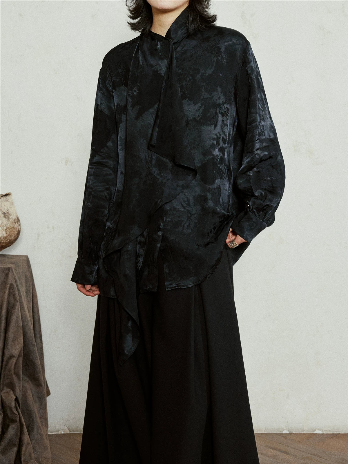 SUNYVONNE Temperament Jacquard Long-sleeved Shirt