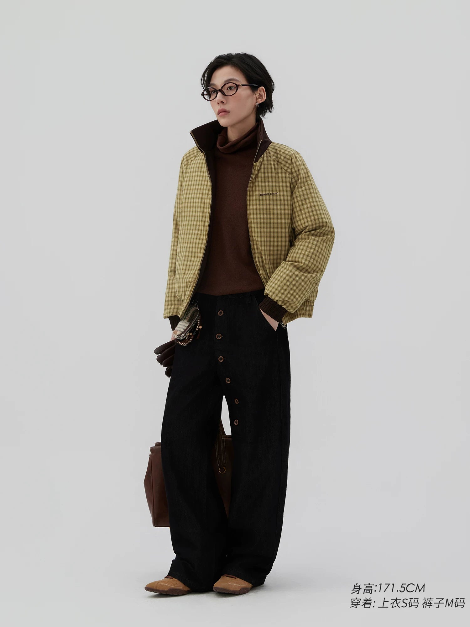 Sameuoo Asymmetrical Breasted Denim Straight-leg Pants