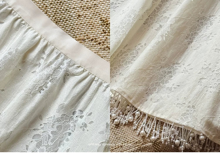 ZIHE Hollow Lace Fringed Dress
