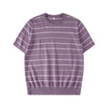 LR MADE Cuff Hem Tightened Knitted Striped Tee