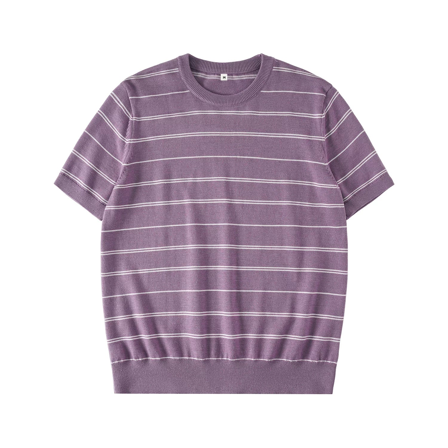 LR MADE Cuff Hem Tightened Knitted Striped Tee