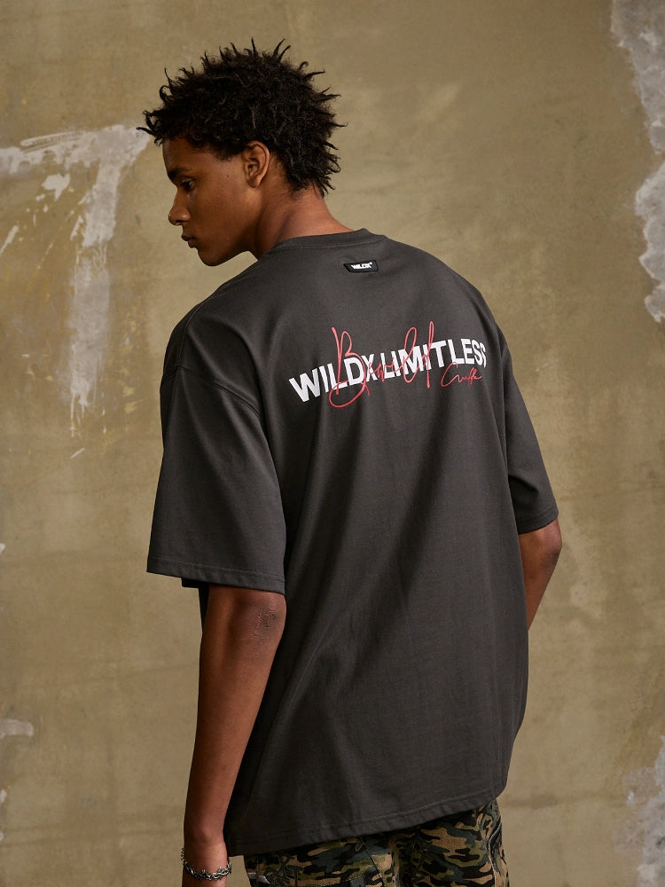 WildX Handwritten Vintage Letter Small Neckline Tee