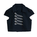JIKOO Double-breasted Lapel Waist Short Shirt