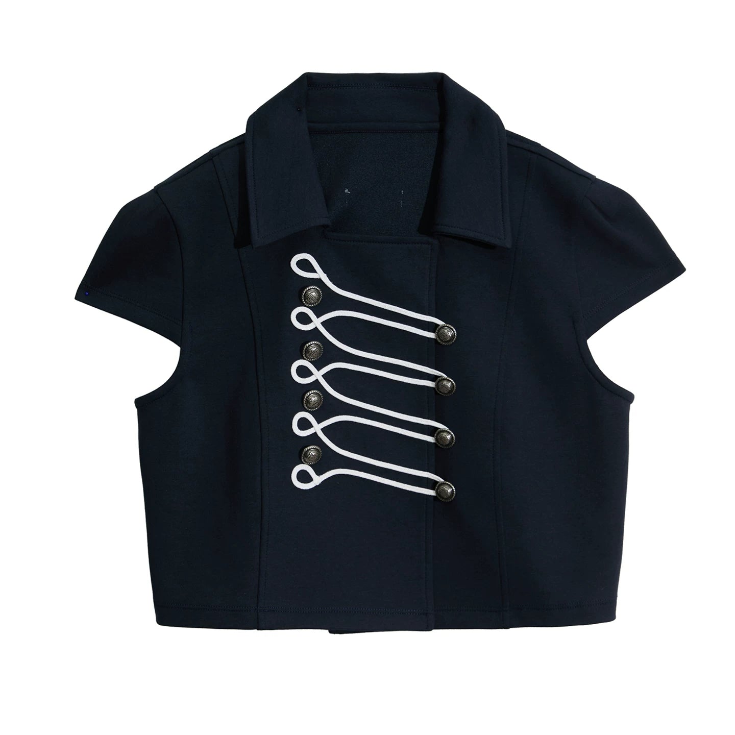 JIKOO Double-breasted Lapel Waist Short Shirt