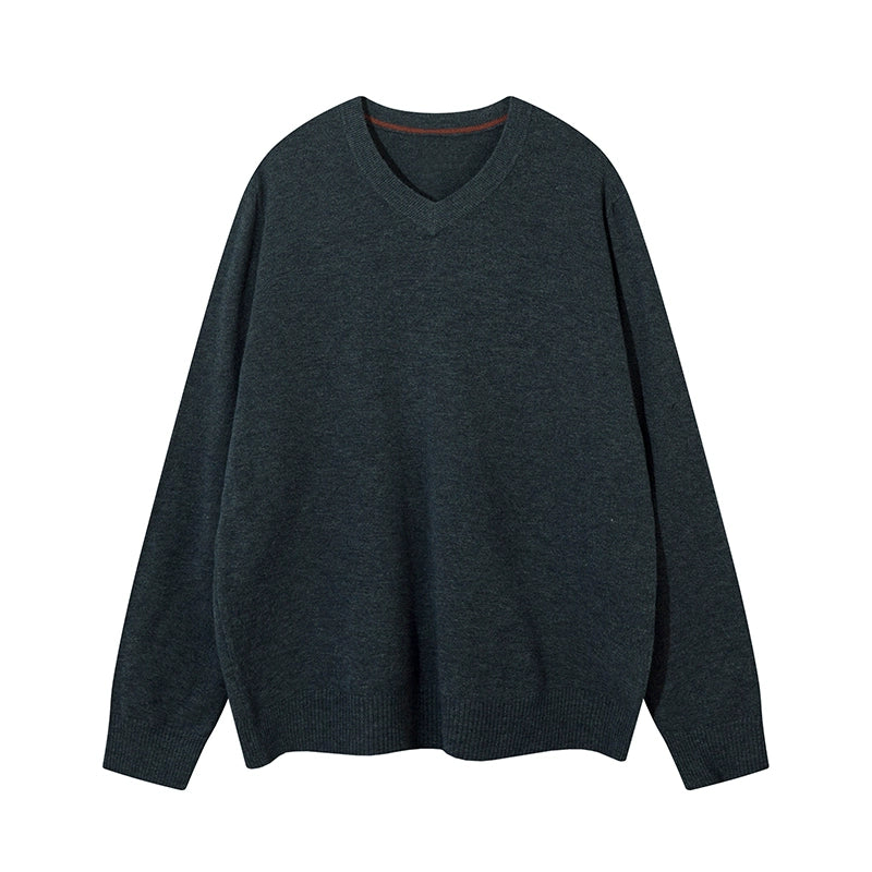 MADWITCH Vintage Simple V-Neck Knitted Bottom Sweater