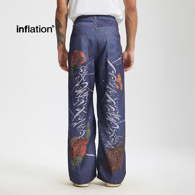 INF explosion ghost digital printing jeans