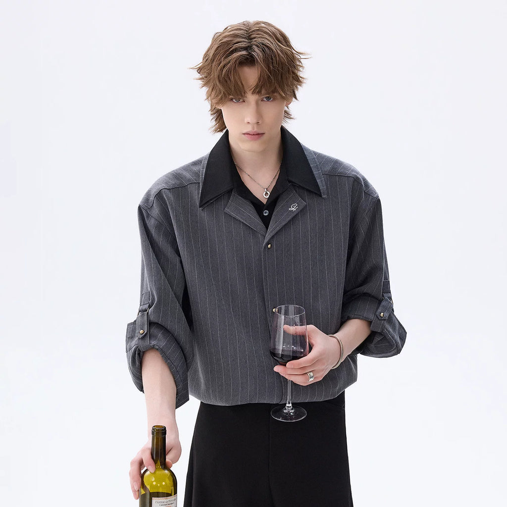 CHOR Minimalist Striped Fake Two-piece Shirt