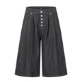 11KN Vintage Striped Pleated Cropped Jeans