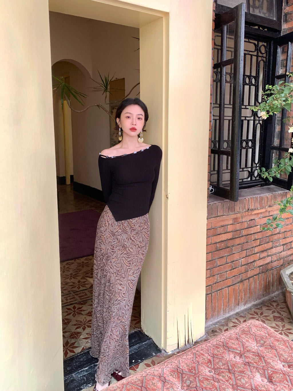 KELIFAN Retro High-waisted Long Fishtail Skirt