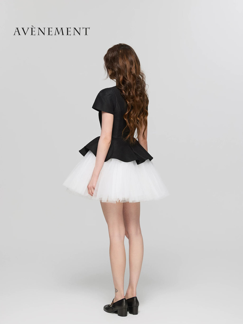 Avenement Mesh Stitching Temperament Waist Dress